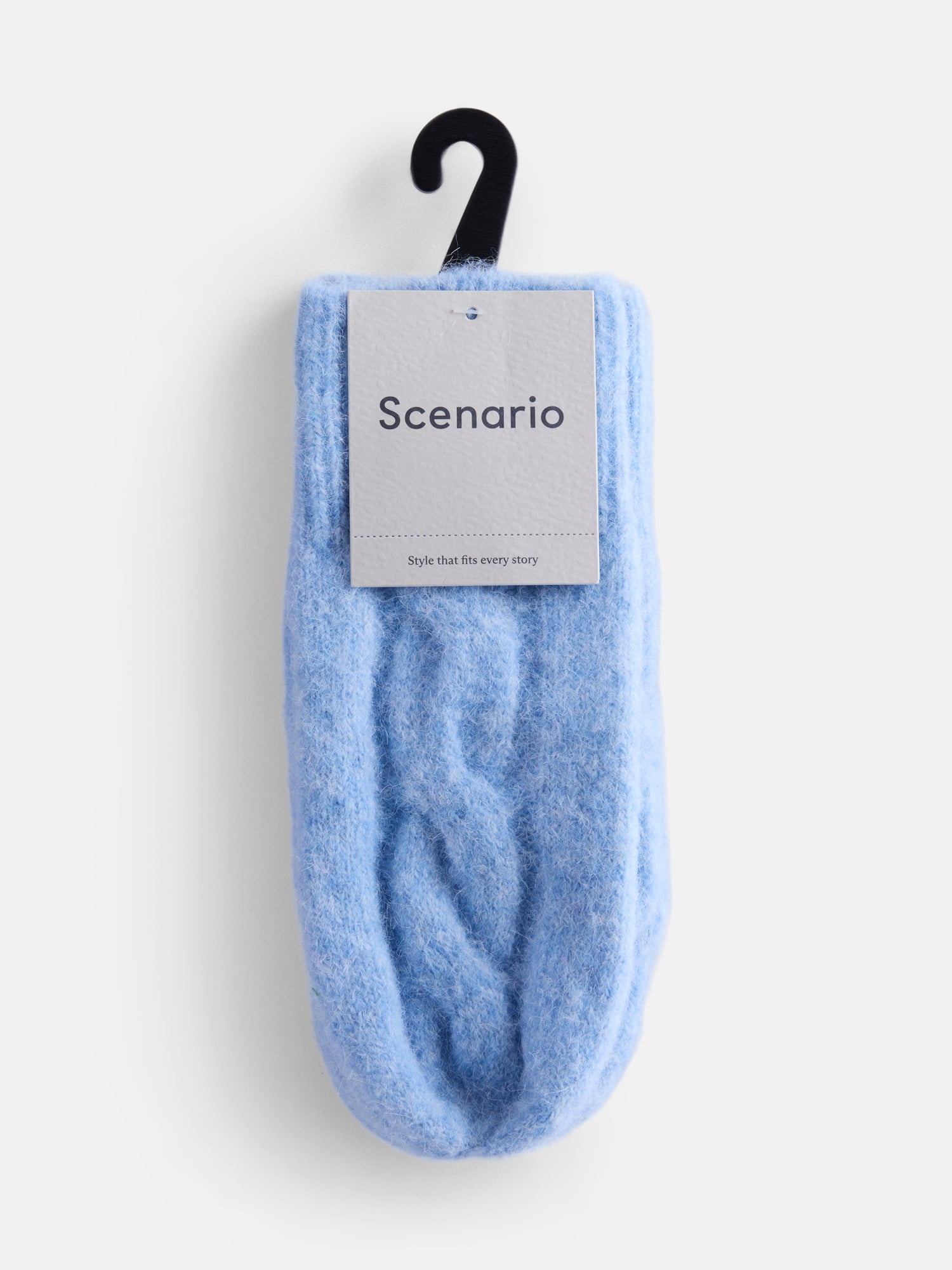 Scenario Women's Cable Knit Mittens, Polished Blue