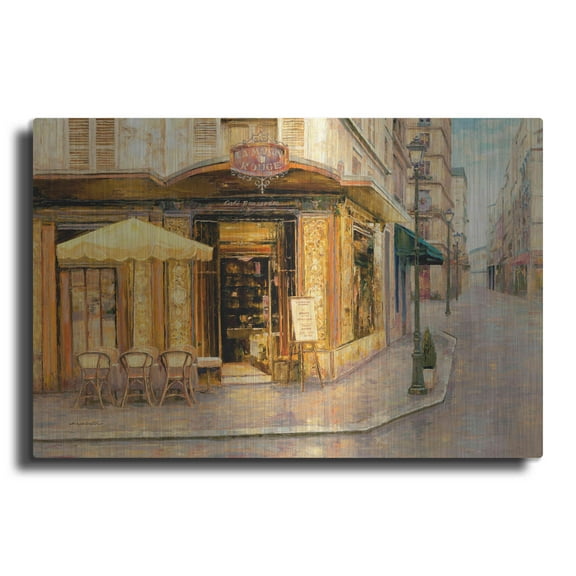 Luxe Metal Art 'Red House Café' by Haixia Liu, Metal Wall Art, 16"x12"