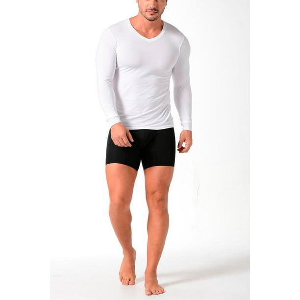 Camiseta Cuello V Manga Larga Microfibra (4137) azul M Diane