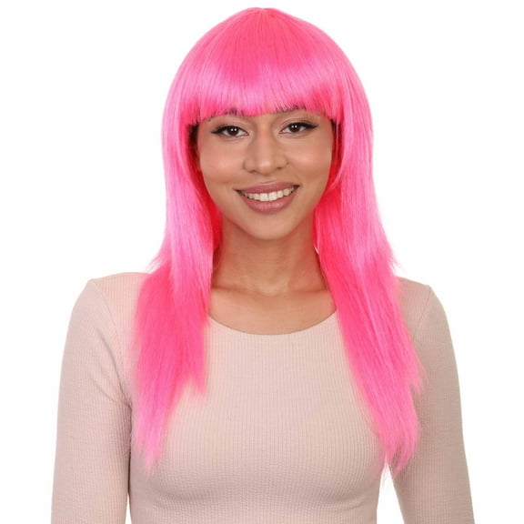 HPO Classic Beauty Neon Pink Wig – Long Adult Women’s Cosplay, Halloween, Premium Capless Cap