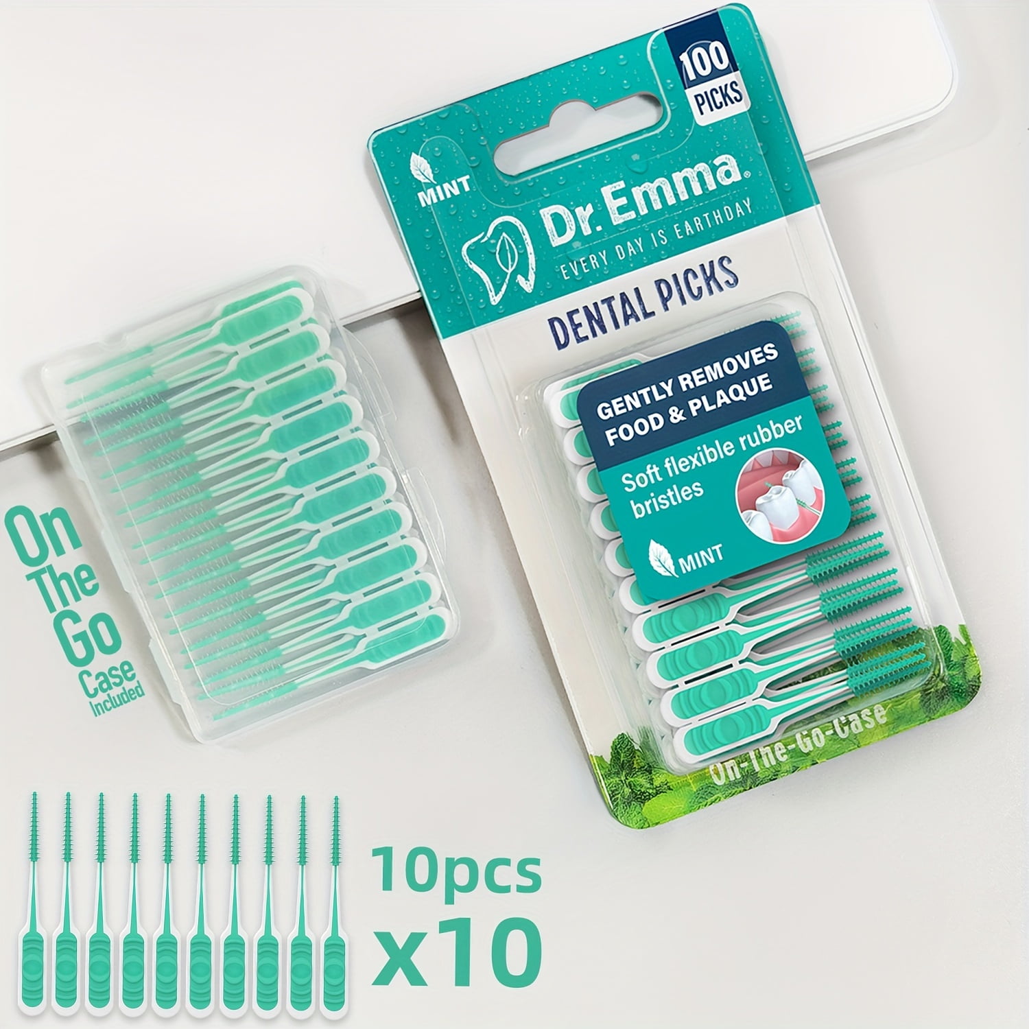 Dr. Emma 100pcs/200pcs/400pcs Dental Picks Mint Brush Picks
