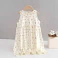 thumbnail image 4 of Spazoro Toddler Girls A-Line Dress, Crew Neck Floral Print 2025 New Style Sleeveless Summer Dresses for Child Girls Beige Size 12 T, 4 of 6
