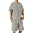 thumbnail image 1 of CHGBMOK Tenues pour Hommes Couleur Unie Sport Décontracté Mode Short Poche Manches Courtes Col Rond Ensemble Tailles M-4TG, 1 of 6