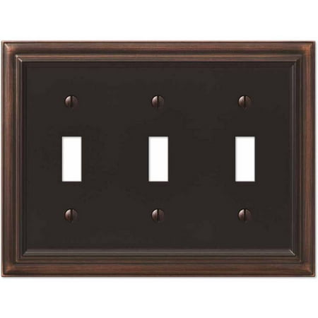 Alabaster Wall Plate - Continental Aged Bronze Cast Triple Toggle Wallplate