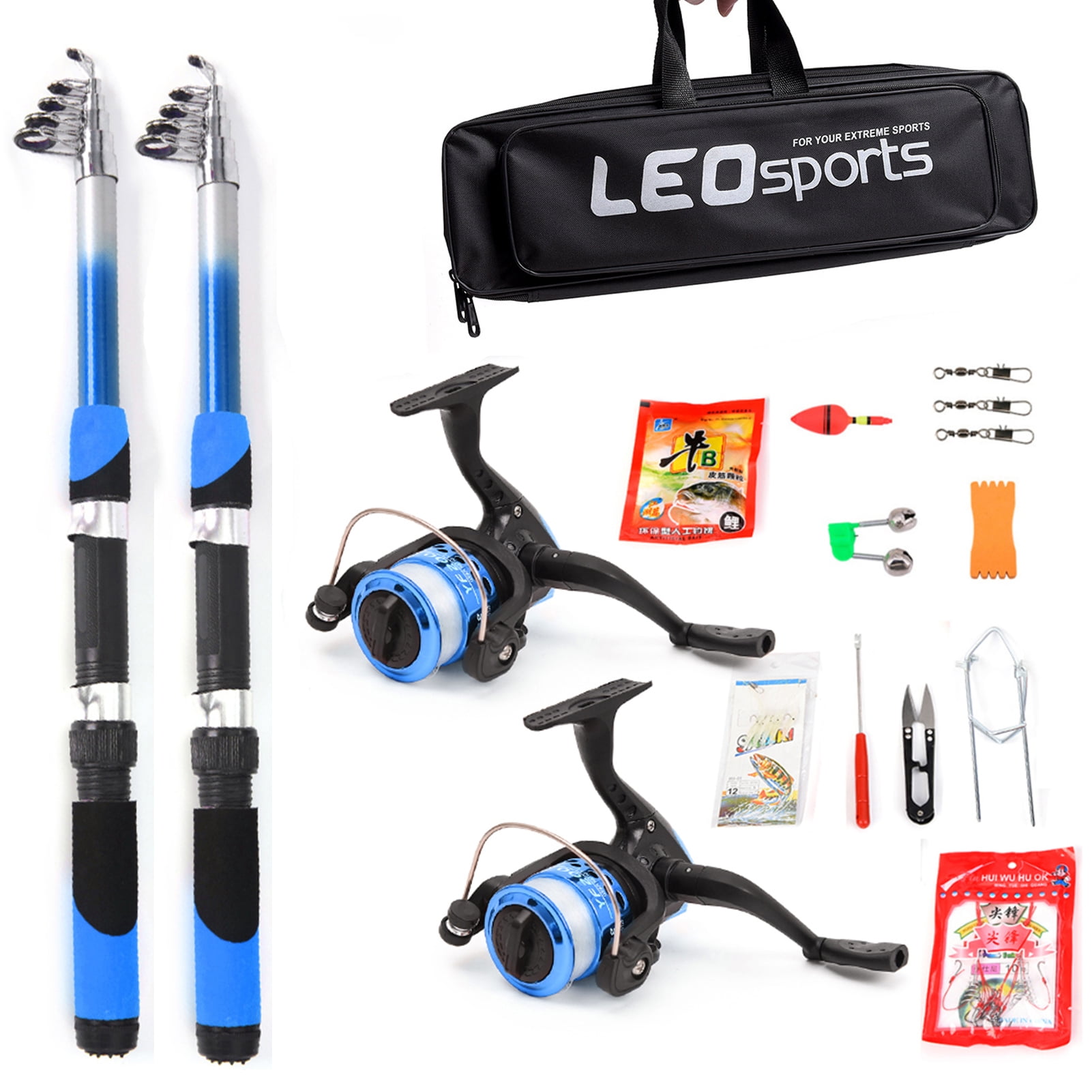 Leo Light Weight Kids Fishing Pole Telescopic Fishing Rod and Reel Combos with 