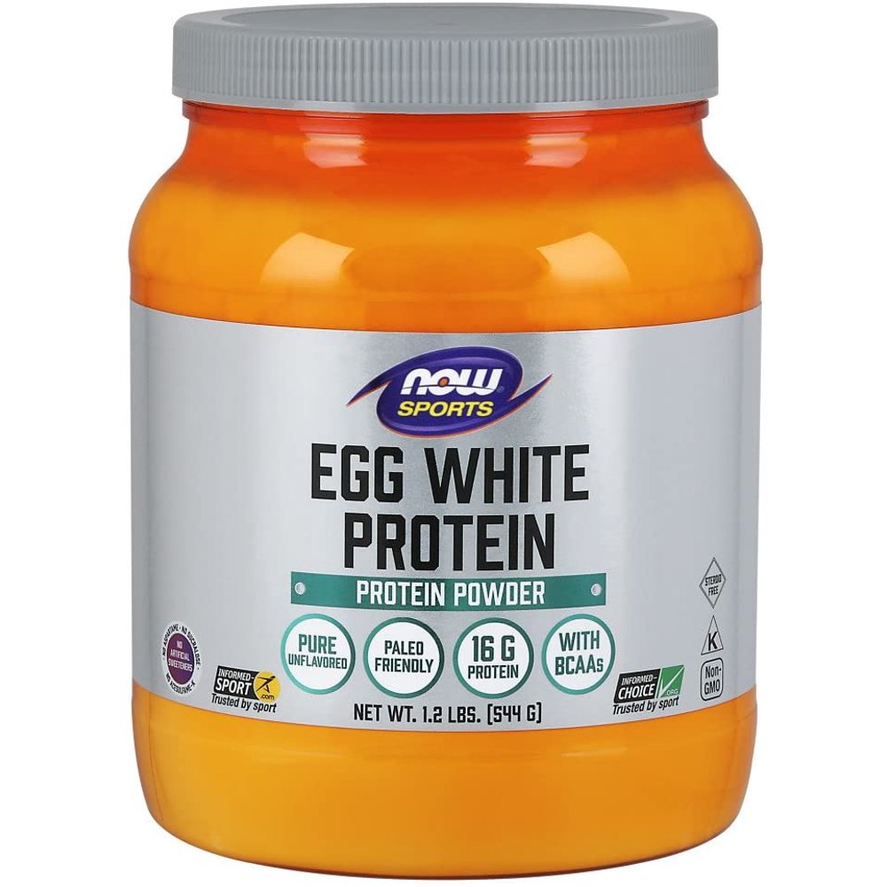 NOW Sports Nutrition, Egg White Protein, 16 G With BCAAs, Unflavored