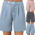 thumbnail image 4 of Vedolay Womens Shorts for Summer Women's Linen Shorts for Summer Casual Hiking Waist Pocketed Comfy Shorts,Blue S, 4 of 5