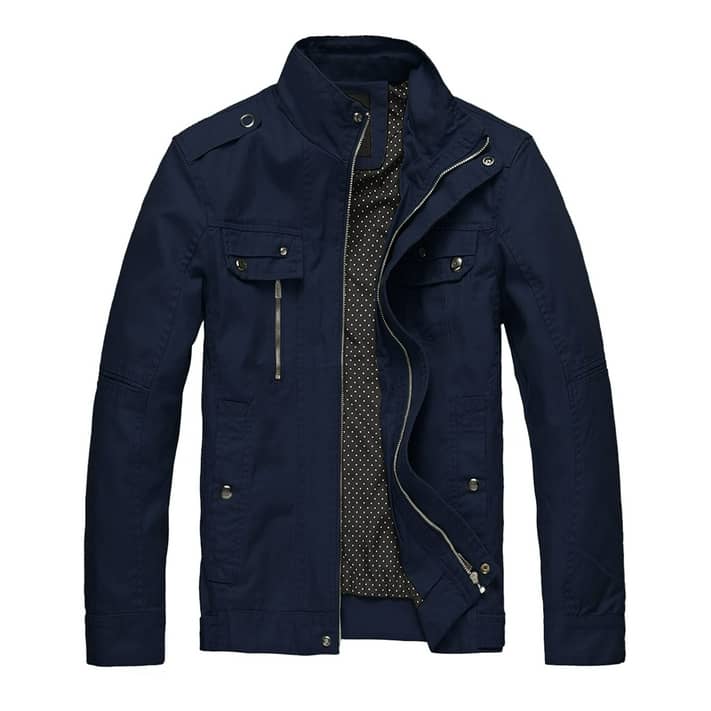 Wantdo Men's Spring Jacket Lightweight Cotton Casual Coat Navy 2XL ...