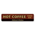 thumbnail image 2 of Hot Coffee Served Here Novelty Sign, Metal Wall Decor - 4x18 inches, 2 of 4