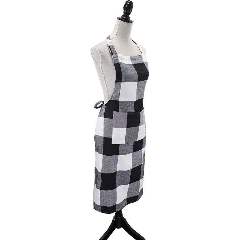 Custom Text, Black and White Buffalo Plaid Kitchen Apron