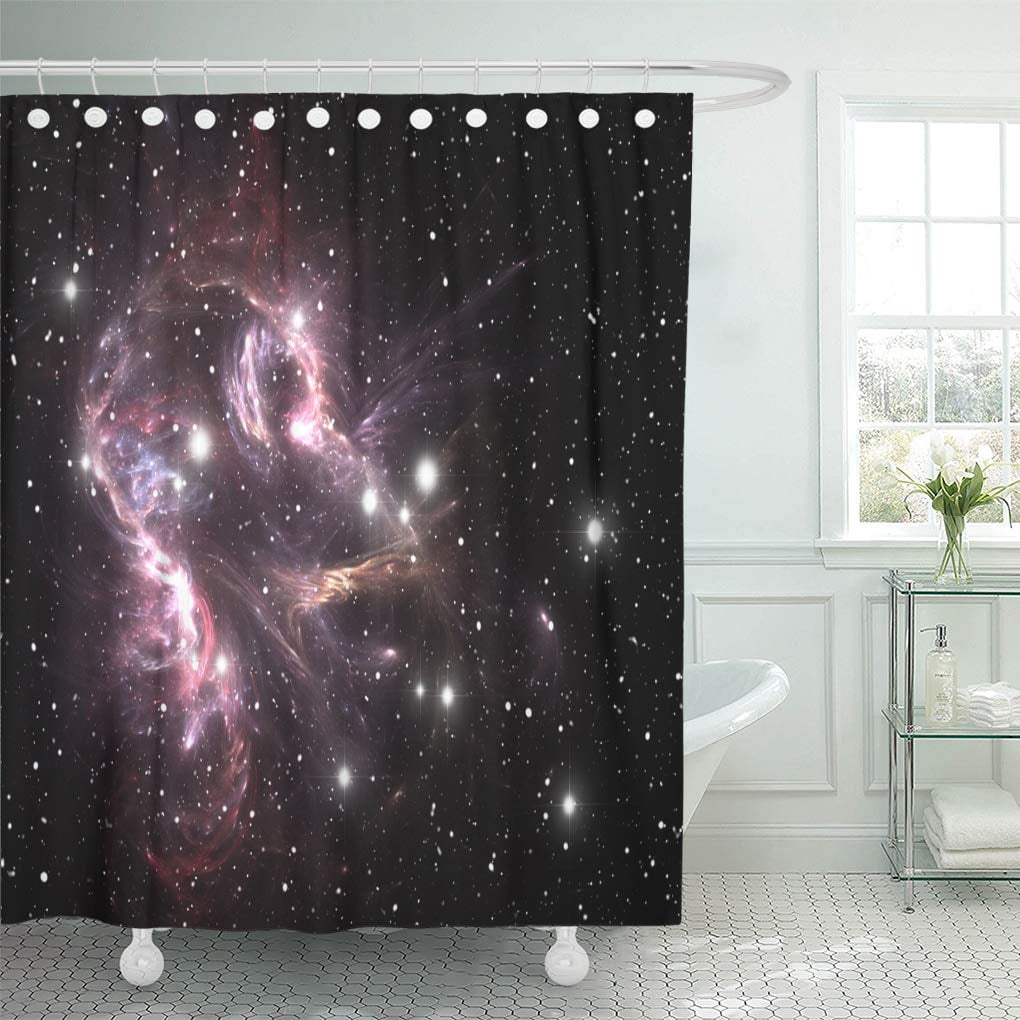 60x72" Abstract Blue Space Star Bathroom Polyester Waterproof Shower Curtain Set 