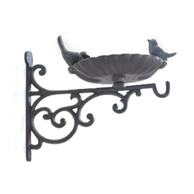 Billuyoard Alimentador de pájaros, cuenco de agua pesado para jardín al aire libre de hierro, placa colgante a prueba de heladas para montaje en pared, Jardín y Patio Billuyoard HA067663-00
