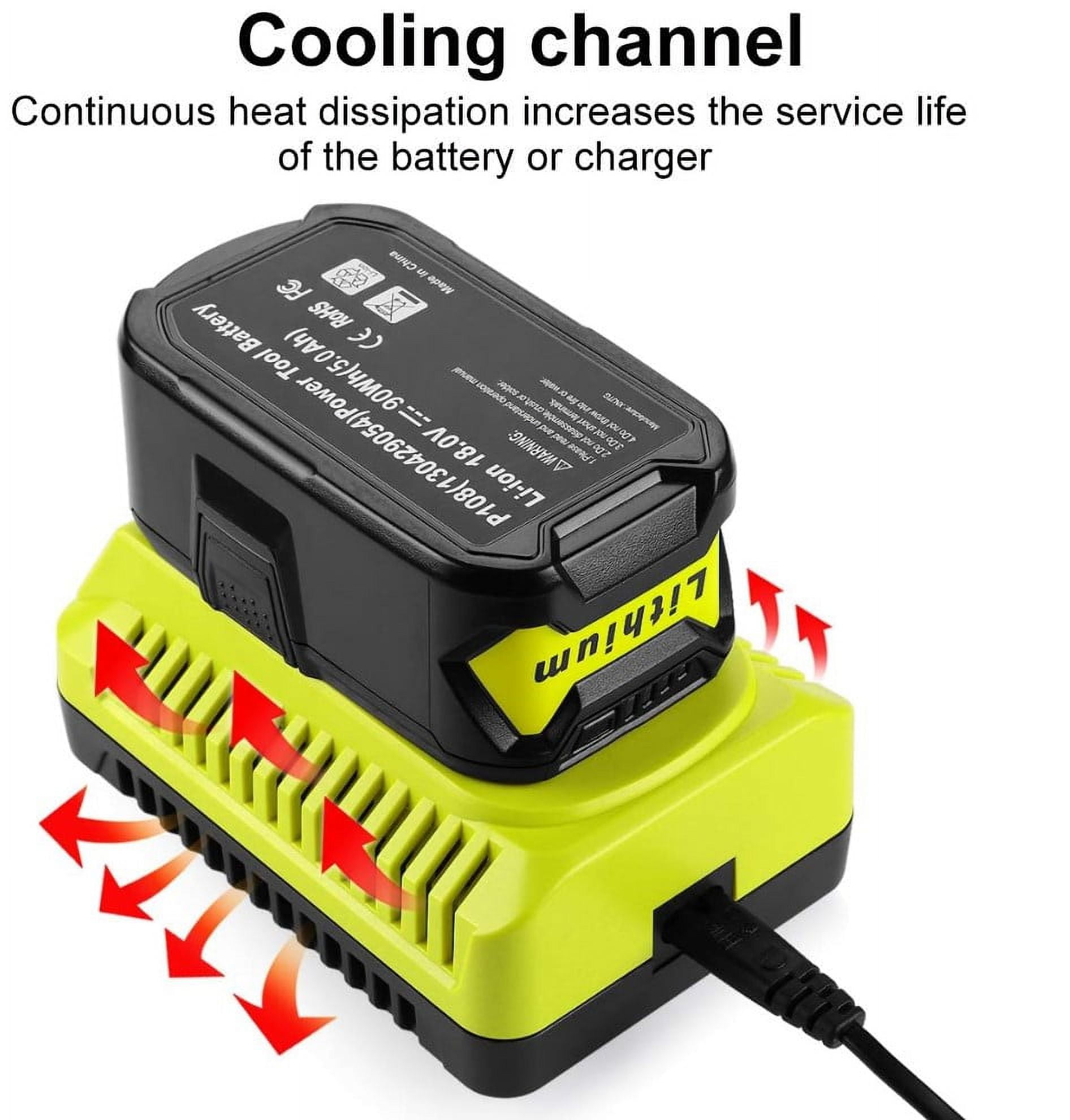 VANON 2Pack 18V 3.6Ah P102 Battery and one P117B charger for Ryobi Battery 18v Lithium P102 P103 P104 P105 P107 P109 2Pack + P117B Ryobi 18V Battery Charger