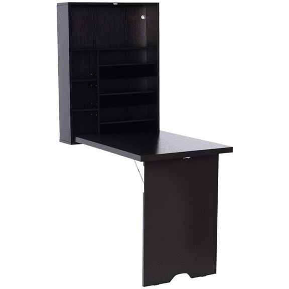 HomCom Fold Out Wood Convertible Wall Mount Desk