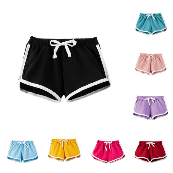 Lovzfmll Boys & Girls Solid Color Athletic Shorts, Casual Running & Gym Shorts for Summer, Elastic Waist for Kids 7-8 Years