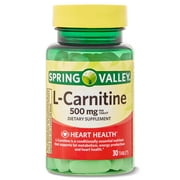 Spring Valley L Carnitine Amino Acid Supplement, 500 mg, Unflavored, 30 Count