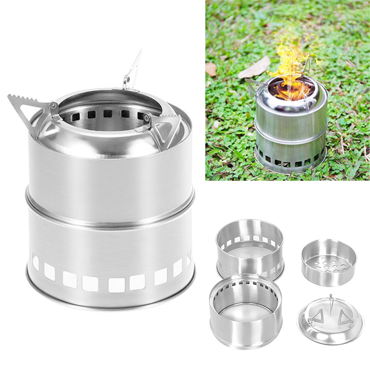 US Outdoor Wood Stove Backpacking Portable Survival Wood Burning Camping Stove
