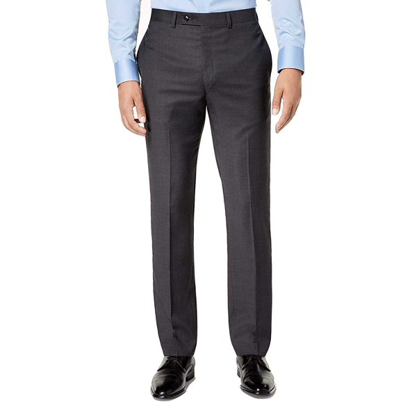 Calvin Klein Men’s Slim-Fit Gray/Blue Plaid Suit Pants (30X32)