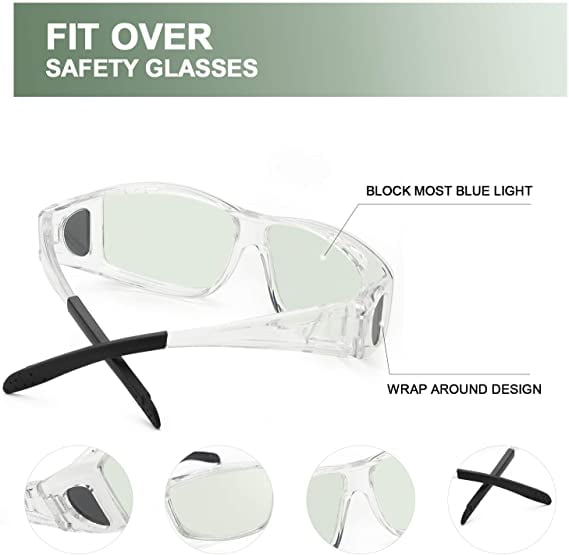 LVIOE Fit Over Blue Light Blocking Glasses and Computer Eyewear- Wear Over Prescription Glasses/ Reading Glasses/ RX Glasses