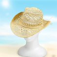 thumbnail image 4 of Women Straw Cowboy,Hats Beach Panama Straw Cowboy Hats,Foldable Vacation Beach Sun Hat with Wide Brim for Summer Cowboy Hats, 4 of 5