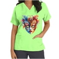 thumbnail image 3 of lcziwo Mardi Gras Scrubs for Women 2025 Spring Summer Short Sleeve T Shirts Nurse Medical Uniforms Casual V Neck Scrub Tops Shirts Green S Gifts for Mom Del Dia, 3 of 6