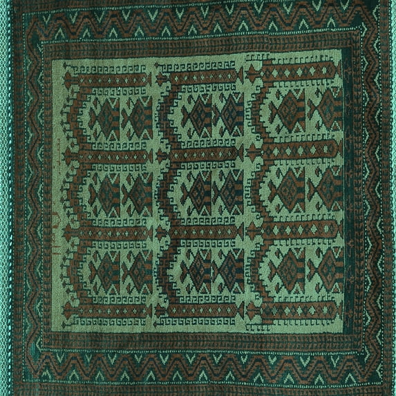 Ahgly Company Indoor Square Southwestern Turquoise Blue Country Area Rugs, 5' Square