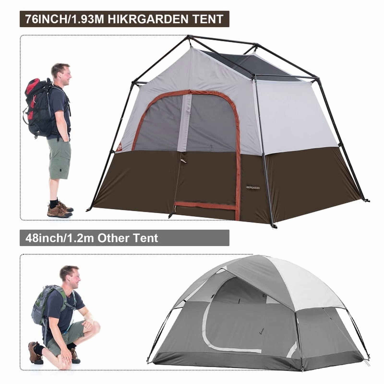 HIKERGARDEN 6 Person Camping Tent - Portable Easy Set Up Family Tent for Camp, Windproof Fabric Cabin Tent Outdoor for Hiking, Backpacking, Traveling