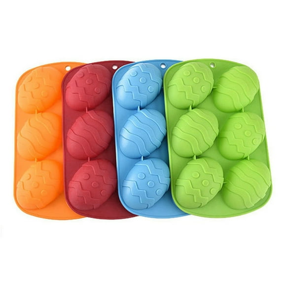 Torch 4Pcs Egg Shaped Silicone Molds for Baking, 10.4x6.7 inch 6-Cavity Egg Shaped Baking Pan, for DIY Chocolate Cookies Candy Birthday Theme Easter Party Cupcake Decor