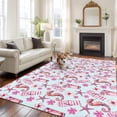 thumbnail image 3 of Summer Flower Washable Living Room Rugs 5'x8', Pink Flower Seahorse Starfish Drink Slippers Low Pile Throw Large Area Rug Non-Slip Sturdy Edge Binding Carpet for Living Room Kitchen Office, 3 of 9