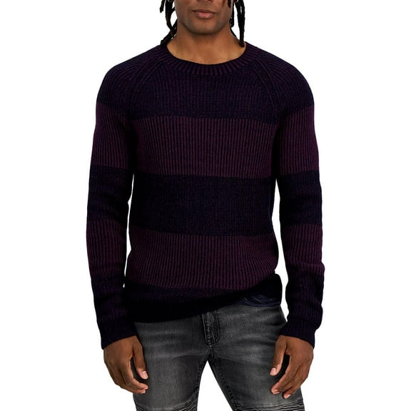 International Concepts Mens Plaited Crewneck Sweater Basic Nav XL
