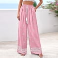 thumbnail image 6 of Women Plus Size Pants Wide Leg Palazzo 2026 Summer Boho Trousers Spring Flowy Beach Vacation Wear, #02 Pink, M, 6 of 6
