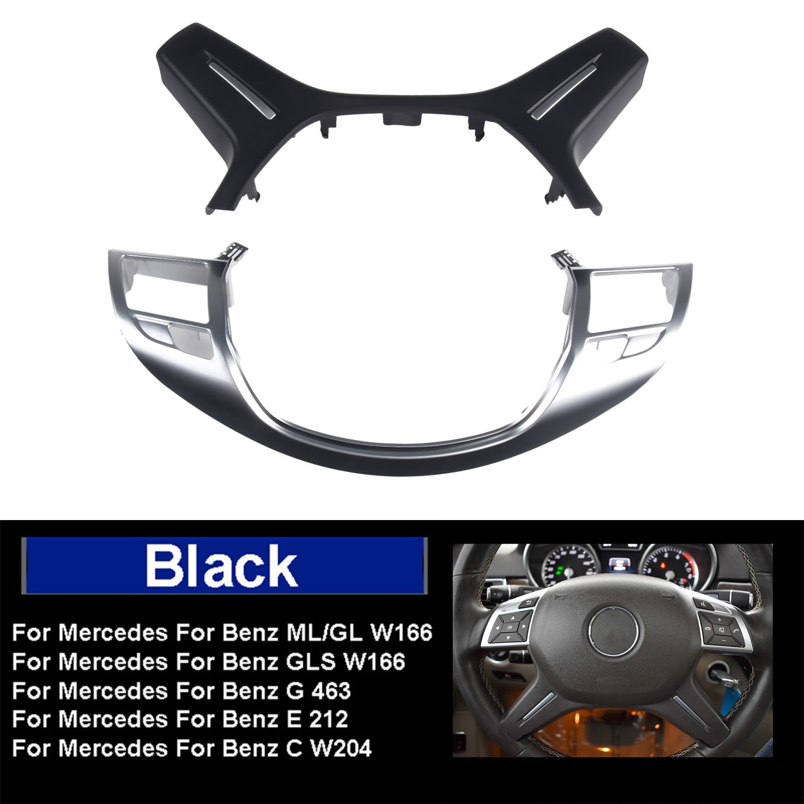 Steering Wheel Trim Panel For Mercedes ML GL GLS W166 W204 W212 Car Steering Wheel Center Bezel Cover Trim Interior Accessories