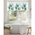 thumbnail image 4 of Teal Tulips Valances for Windows Transparent Floral Botanical Leaf Flower Valance Rod Pocket Light Filtering Short Window Treatments Curtains for Kitchen Bathroom Living Room Bedroom, 42 x 12 Inch, 4 of 7