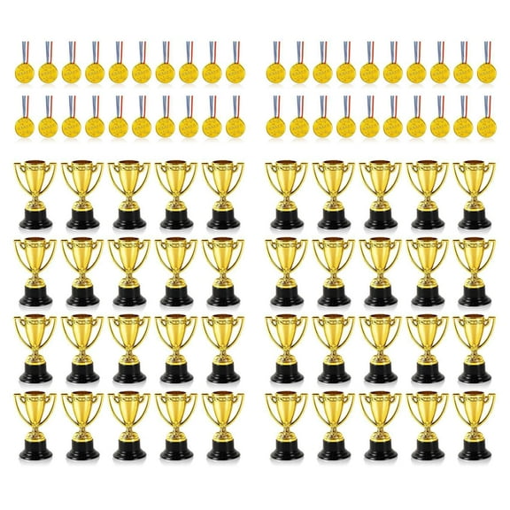 NEW 40 Pcs Mini Trophies and Medals Awards , Winner for Kids Adults - Perfect Favors