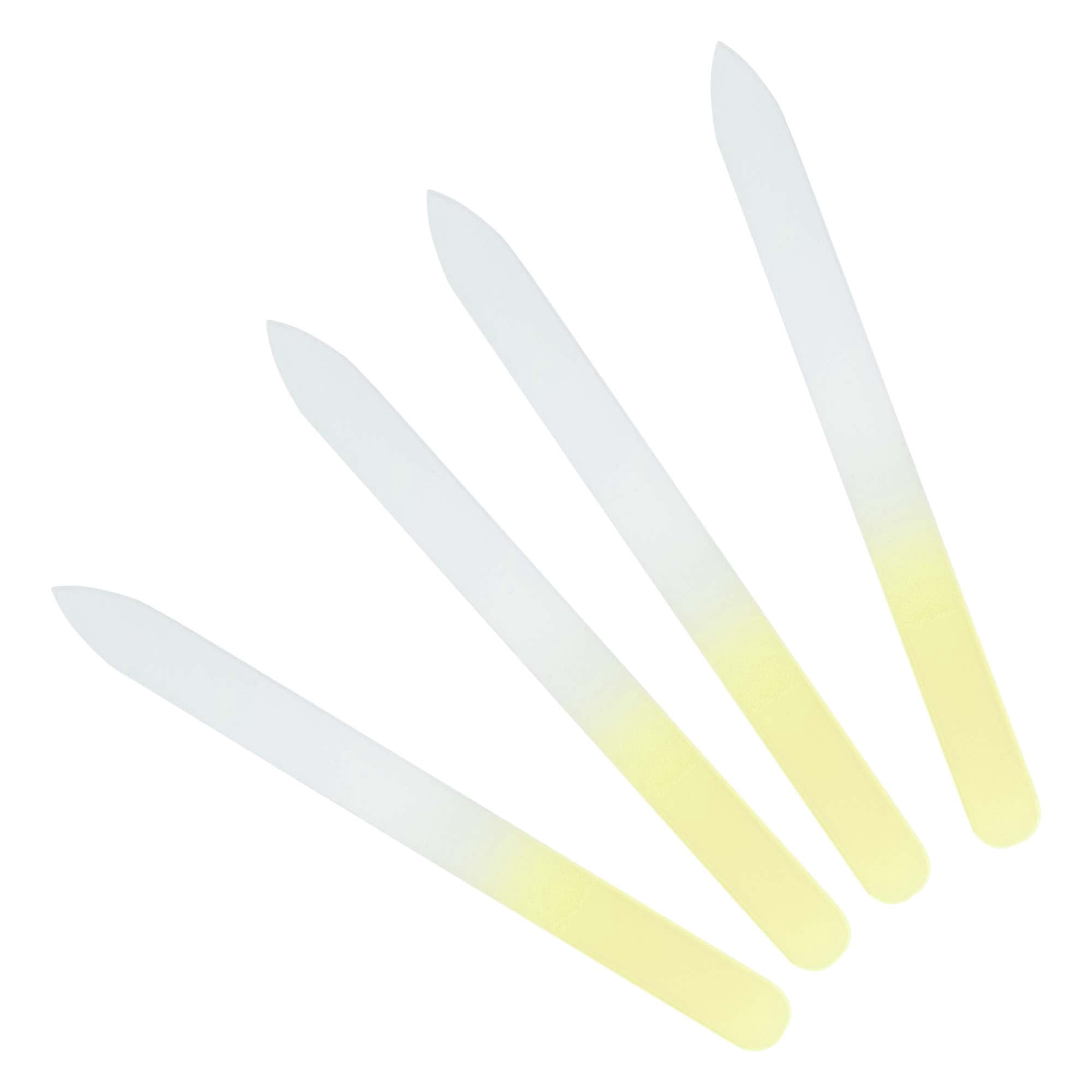 Unique Bargains Glass Double-sided Nail File Manicure Tool 4 Pcs Light Yellow