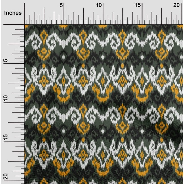 oneOone Polyester Lycra Fabric Diamond & Swirl Ikat Print Fabric By The Yard 56 Inch Wide
