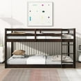 thumbnail image 5 of Dtwnek Wooden Twin over Twin Floor Bunk Bed with Ladder, Platform Bed with Strengthened Slats, Dark Brown, 5 of 7