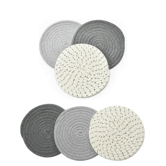 Hot Pot Pads,Thick Heat Resistant Large Coaster for Kitchen,Table & Countertop Decor,Cotton Round Woven Trivet Placemats for Anti Stain,6pack