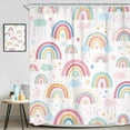 thumbnail image 2 of Boho Rainbow Shower Curtain 72Wx72L Inch Kids Girls Pink Cartoon Cute Watercolor Clouds Stars Colorful Shower Curtain Bathroom Set Bohemian Aesthetic Bath Curtain Bathtub Accessories Home Decor, 2 of 6