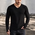 thumbnail image 4 of Rvwovn Men's Long Sleeve V-Neck Shirt Stretch Thumb Cuffs Athletic Base Layer Top Workout Daily Wear, 4 of 6