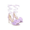 thumbnail image 3 of BLISSFUL STEP Flower Heels Lace Up Stiletto Heel Sandals for Women Purple (Size 8), 3 of 7