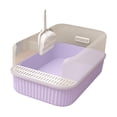 thumbnail image 2 of Inodoro para gatos, bandeja para arena para gatos, duradera, fácil de limpiar, accesorios semicerrados desmontables para mascotas con pala para arena , Violeta, 2 of 8
