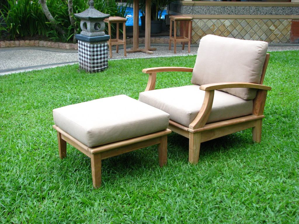WholesaleTeak Outdoor Patio Grade-A Teak Wood 5 Piece Teak Sofa Set - 4 Lounge Chairs and 35" Round Coffee Table -Furniture only --Somer Collection #WMSSSA3 - image 3 of 6