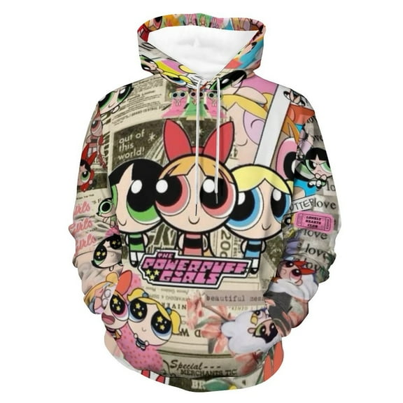 The Powerpuff Girls Unisex Adult Hoodie Casual Hooded Sweatshirt Pullover Novelty 3D Printed Sweater Jacket S