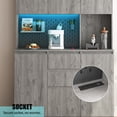 thumbnail image 4 of HIUU Grey Buffet Cabinet Storage with Drawers and Microwave Stand with Charge Station and LED Light, 4 of 8