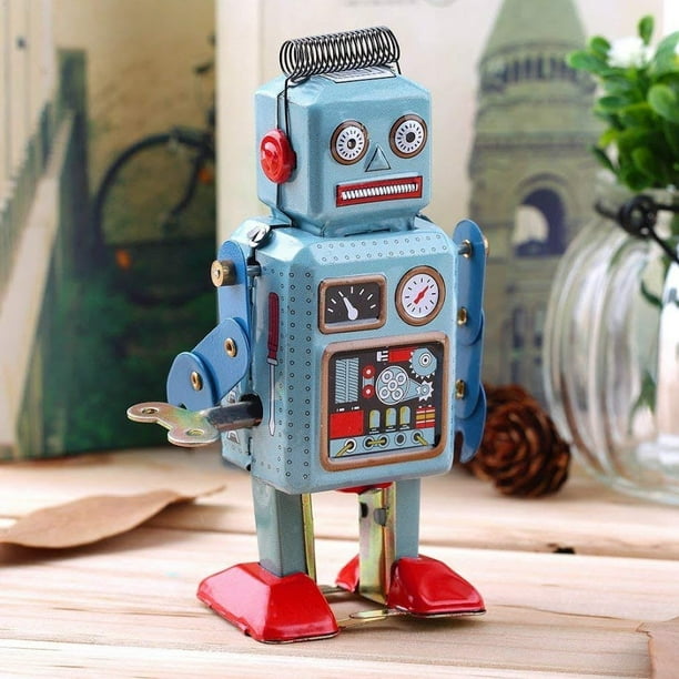 Tin Metal Vintage Mechanical Clockwork Wind-up Walking Robot Toy