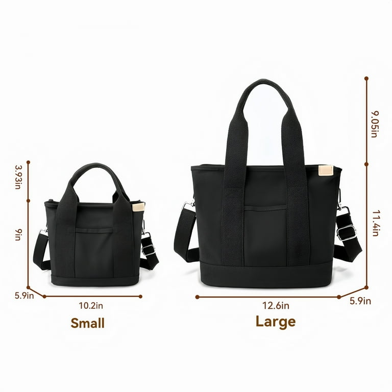 Drimzate Small Canvas Tote with Zipper, 9.05x5.90x8.26 in, Black