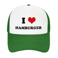 thumbnail image 2 of I Heart Hamburger Love Food Funny Trucker Hat Mesh Cap Unisex Green, 2 of 5