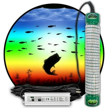 New Green Blob Multi-Color Underwater Fishing Light 110v with 30ft Cord and 3 Prong Plug, Saltwater or Freshwater Use, IP68 Waterproof for Docks, Pools or Backyard Ponds High Power 15000 Lumen