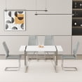 thumbnail image 3 of JUFU Modern Dining Table Set for 4, 55" White Dining Table and 4 Upholstered PU Leather Chairs with Silver Metal Legs, Ideal for Kitchen and Dining Room, 3 of 10